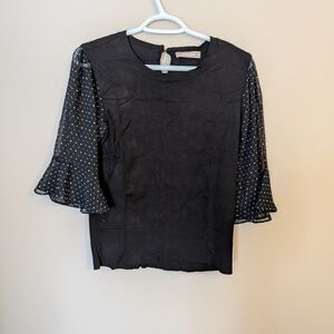 Chic Black Polka Dot Sleeve Top